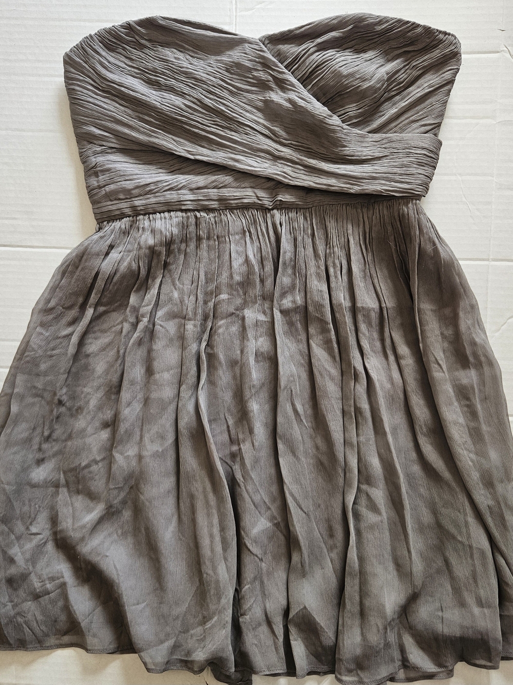 J.Crew Arabelle Silk Chiffon Strapless Dress Gray Size 12